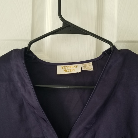 Victorias Secret Purple Satin Night Shirt Gold Label Monogram Vintage Womens P/S - Picture 4 of 7